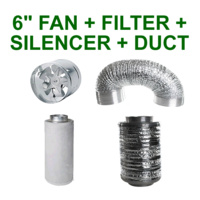 6"/150MM COMBO - EXTRACTOR FAN + CARBON FILTER + SILENCER + ALUMINIUM DUCTING