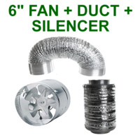 VENTILATION 6"/150MM COMBO - EXTRACTOR FAN + SILENCER + ALUMINIUM DUCTING VENT