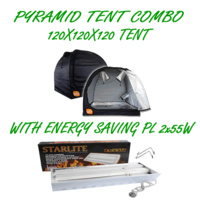 PYRAMID GROCELL 120X120X120 GROW TENT WITH PL 2X55W ENERGY SAVING GROWING LIGHT