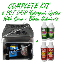 6 POT DRIP HYDROPONIC BUBBLEPONIC DWC PLANT GROW SYSTEM with GROW+BLOOM NUTRIENT