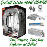 GROCELL 1x1x2m GROW TENT + 400W HPS LAMP BALLAST REFLECTOR + HANGERS TIMER