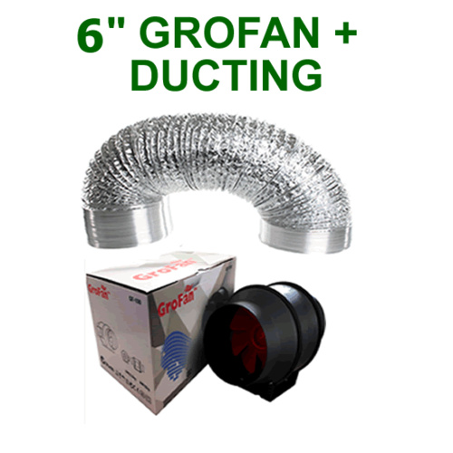 HYDROPONICS VENTILATION COMBO - 6 INCH GROFAN + DUCTING FOR GROW TENT 6" EXTRACT
