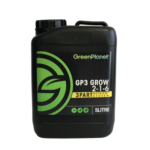 GREEN PLANET GP3 GROW 5L HYDROPONIC NUTRIENTS GREENPLANET