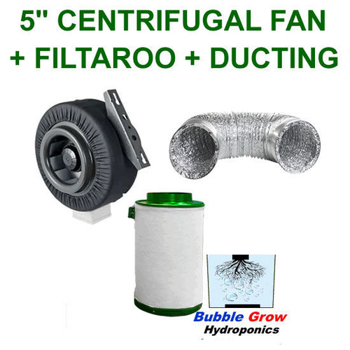 HYDROPONICS VENTILATION 5 INCH CENTRIFUGAL + DUCTING + CARBON FILTER 5" EXTRACT