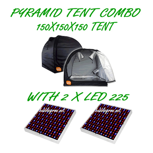 PYRAMID GROCELL 150X150X150 GROW TENT WITH LED 225 ENERGY SAVING LIGHT