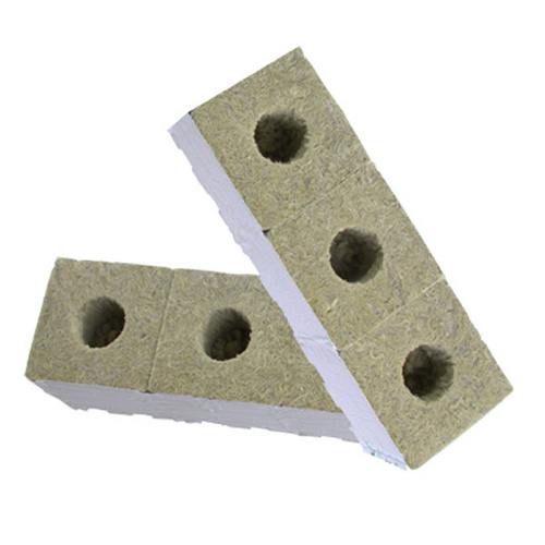 12 x 75MM x 75MM WITH HOLE ROCK WOOL PREMIUM GRODAN WRAPPED ROCKWOOL CUBES 