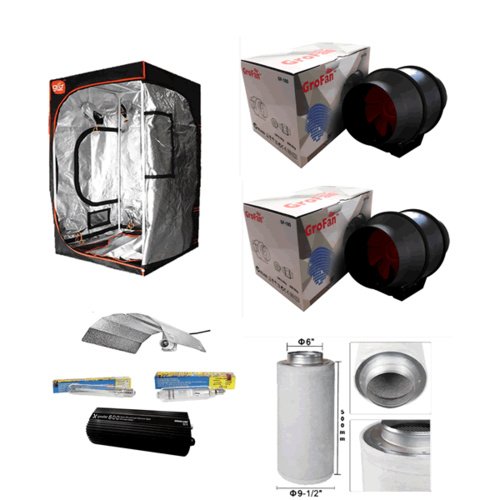 Grow Tent 2mx2mx2m 600w Ballast Reflector MH HPS Lamps Intake Extractor Filter